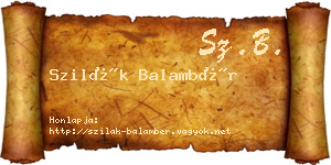 Szilák Balambér névjegykártya